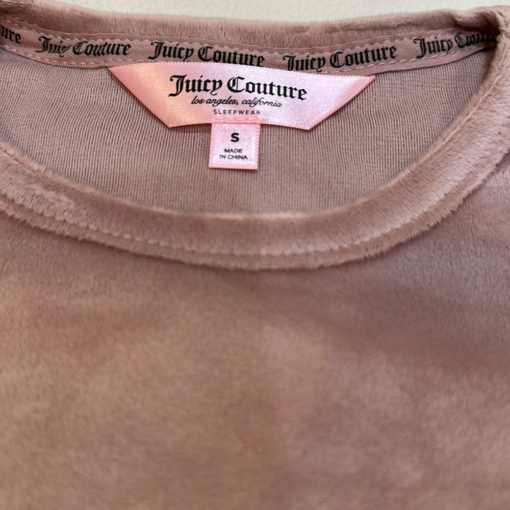 NWT JUICY COUTURE Coco Kiss 2pc Velvet Lounge Top&Pants Set With Rhinestone Logo - Picture 4 of 7